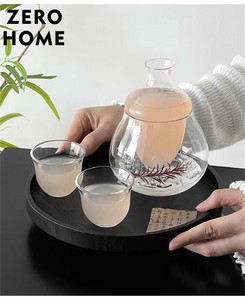 ガラス器具 4点セット 分酒器 大容量 酒びん グラス 木製トレイ 50ml 茶器セット