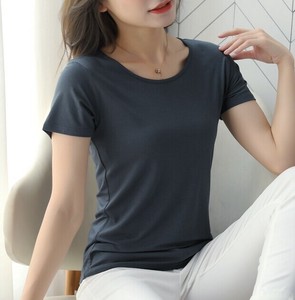 Tシャツ 半袖 ラウンドネック 無地 ゆったり 快適 レディース ファッション  MBQ1159