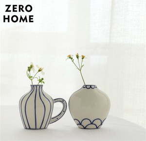 フラワーアレンジメント 両面手描き 境地 陶磁器の花瓶 北欧風 花瓶 ギャザリング 装飾品 自作