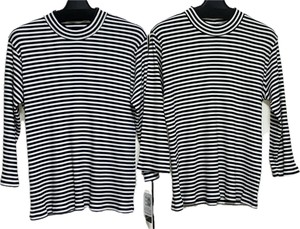T-shirt High-Neck 100% Cotton 7/10 length 2-colors Made in Japan