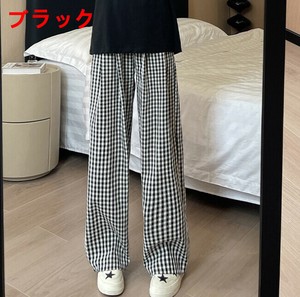 ワイドパンツ チェック柄  無地 ゆったり 快適 レディース ファッション   MBQ1172