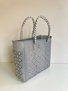 【再入荷】手編みのメルカドバッグ /DIAMOND （M）-SLV X WHT
