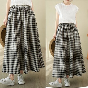 裙子 新商品 格子图案 到脚踝长裙