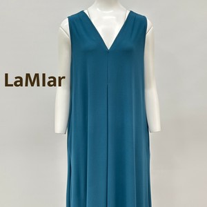 Casual Dress Front Long Dress V-Neck A-Line Sleeveless Tuck Made in Italy