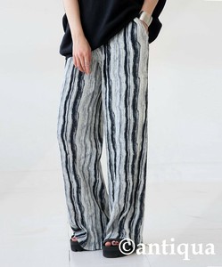 [antiqua] Cropped Pant Ladies fashion Stripe Pleated Pants