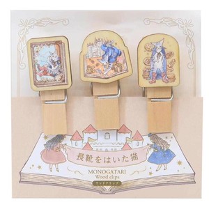 【文房具】MONOGATARI 木製クリップ 長靴をはいた猫