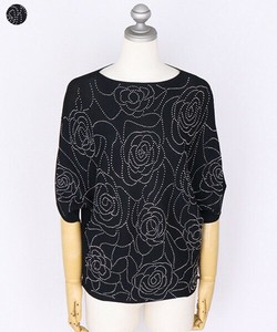T-shirt Dolman Sleeve Floral Pattern Rhinestone Cut-and-sew [2025 NEW]