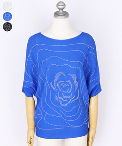 T-shirt Dolman Sleeve Floral Pattern Rhinestone Cut-and-sew [2025 NEW]