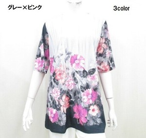 【夏物新作入荷】花パネルプリントチュニック