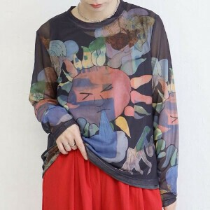 【新入荷】【人気アイテム♪】POPでアートなプリントメッシュTシャツ　BRILLANTE大阪