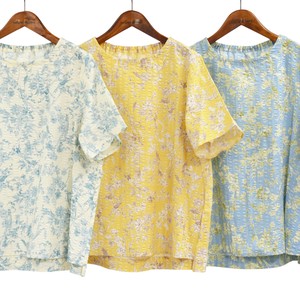 Button Shirt/Blouse Floral Pattern Ripple Made in Japan