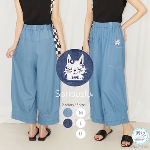 【SALE対象】【2025新作】ストレッチデニム ネコ刺繍 ポケットデザインバルーンパンツ　SS AW