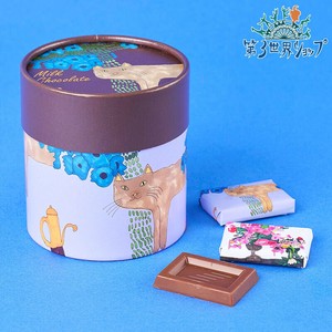 [予約]Artisan アートBOXフェアトレードミルクチョコレート（青い花と猫とじょうろ） 44g（5.5g×8個）
