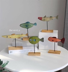 【新色追加】手作り感たっぷり木製魚置物 置物 動物「2025新作」