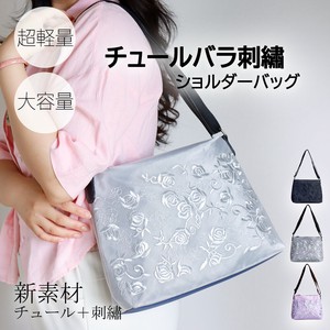 【2025新作】チュール バラ 刺繡 KFB ショルダーバッグ ナイロン 超軽量 軽量ショルダー  大容量 花