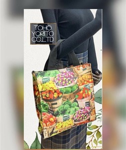 SALE商品 特別価格販売 マーケット柄ハンドバック たっぷり収納手提げ