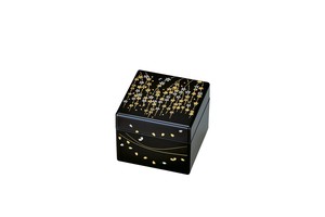 37-2402　鏡付ピアスBOX　黒　しだれ桜