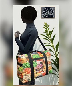 SALE商品 特別価格販売 マーケット柄ボストンバッグ 大きめボストン