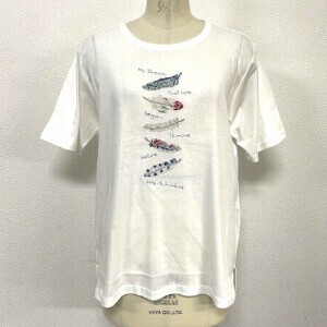 【25SS新作】日本製  フェザー エンブロイダリー 刺繍 クルーネック Tシャツ 80/2強撚綿100%