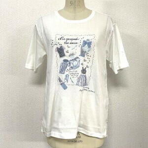 【25SS新作】日本製  女性アイテム エンブロイダリー 刺繍 クルーネック Tシャツ 80/2強撚綿100%