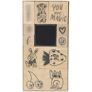 ［輸入スタンプ ］RICO DESIGN スタンプ セット☆エアブラシ 牛 いちご うさぎ ネコ さくらんぼ ハート☆