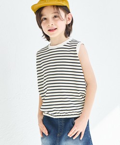 Kids' Short Sleeve T-shirt Multi Border Sleeveless Cut-and-sew