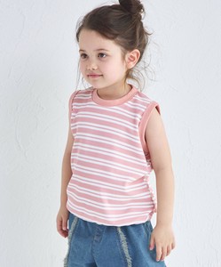 Kids' Short Sleeve T-shirt Multi Border Sleeveless Cut-and-sew