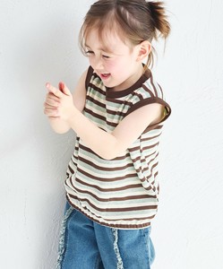 Kids' Short Sleeve T-shirt Multi Border Sleeveless Cut-and-sew