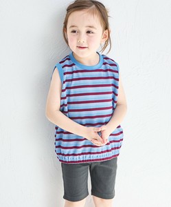 Kids' Short Sleeve T-shirt Multi Border Sleeveless Cut-and-sew