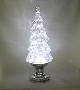 クリスマス【バブルLEDライト】ツリー　シルバー
