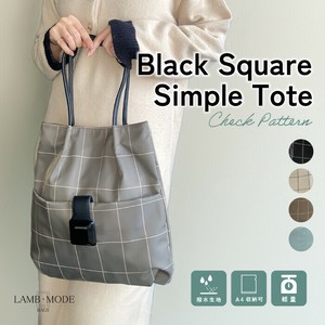 Tote Bag Check Pattern black Square