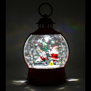 クリスマス【バブルLEDライト】　ランタン型レッド　サンタ