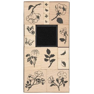 ［輸入スタンプ ］RICO DESIGN スタンプ セット☆バラ 薔薇 ばら 葉 蝶 蜂 はち ハチ ちょう 花柄☆