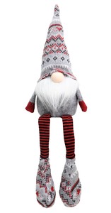 クリスマス【置物】ノルディック足ブラサンタL　（グレー＆レッド）