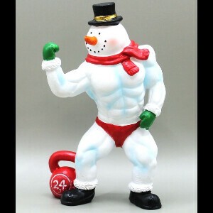 クリスマス【置物】スノーマンマッソーバイセップス　赤　11cm