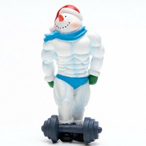 クリスマス【置物】スノーマンマッソーサイドトライセップス　水　11cm