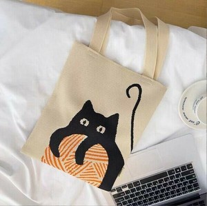 トートバッグ ショルダーバッグ ニット 猫柄 大容量 レディース ファッション   MBQ1282