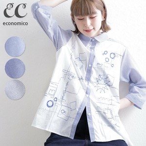 2025SS　アートプリント ストライプ&無地 ブラウス　2025新作　Economico