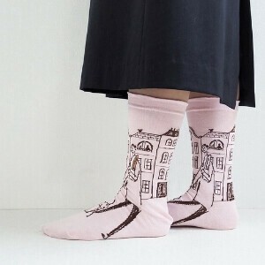 【予約販売②便目 10月出荷】新作 ハイゲージ ソックス 刺繍 靴下 日本製 クルー丈 秋冬 レディース AW