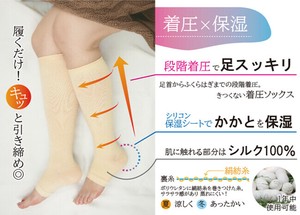 【美容雑貨】【肌荒れ対策グッズ】かかとケア付 ふくらはぎサポーター シルクのここち