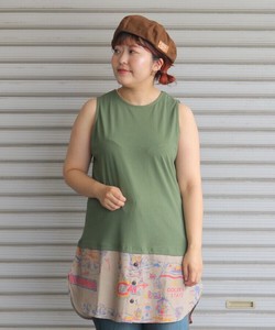 26/-天竺無地×キャンバス　裾シャツ風タンクトップ