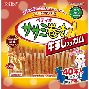 ［ペティオ］ササミ巻き 牛すじ入りガム 40本入