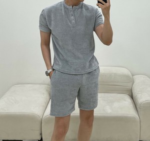 【2025春夏新作】ヘンリーネックカットソー＆ショートパンツ＜セットアップ＞