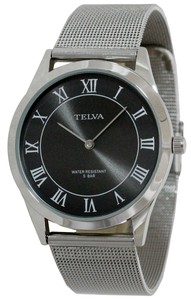 【特価】薄型メッシュバンド 2針 TELVA ユニセックス ウォッチ 腕時計【TEV-2420-BKS】