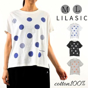 T-shirt Crew Neck Ladies fashion T-Shirt Printed Polka Dot Cut-and-sew