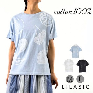 T-shirt Crew Neck Ladies fashion 100% Cotton Cut-and-sew Fruits