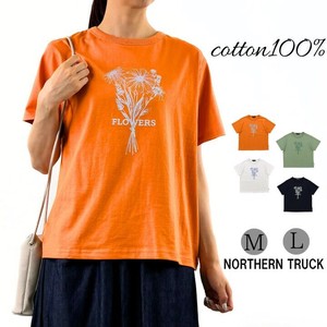 花束プリント Tシャツ ロゴTシャツ レディース プルオーバー クルーネック フラワープリント nt-nec35369