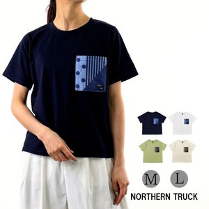 T-shirt Patchwork Ladies fashion T-Shirt Pocket Printed Short Sleeve Cut-and-sew