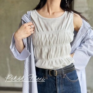 背心 亮粉 抽褶 背心 春夏