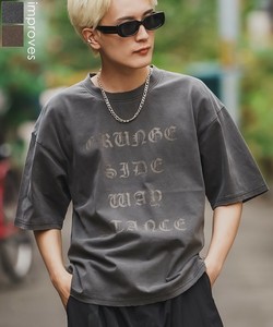 【SIDEWAYSTANCE】ブラックレターロゴ半袖グランジTシャツ